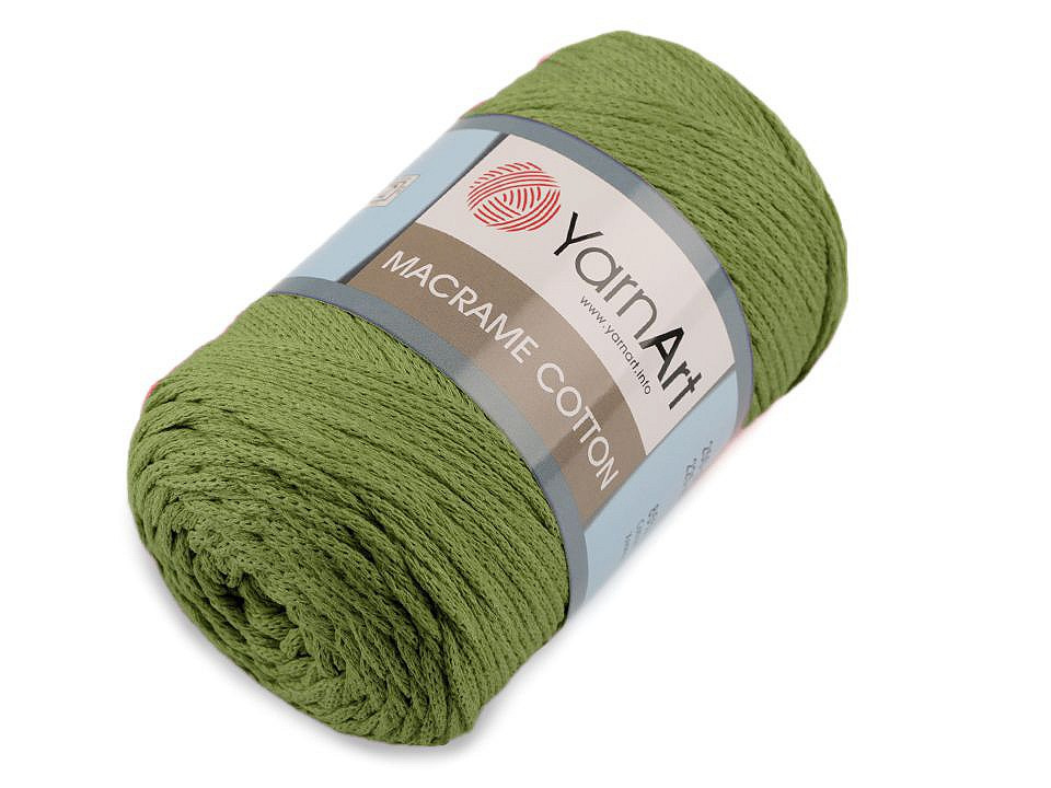 Pletací příze Macrame Cotton 250 g, barva 21 (787) zelená khaki stř.