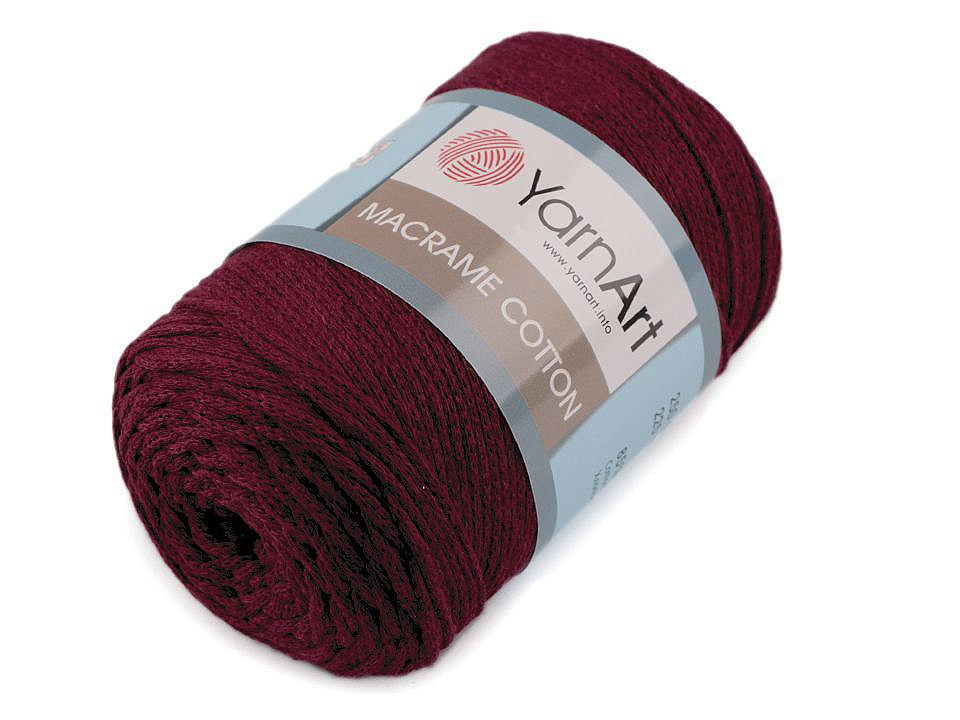 Pletací příze Macrame Cotton 250 g, barva 45 (781) vínová