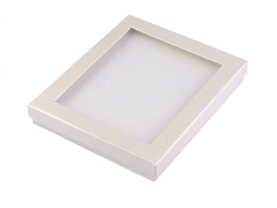 Krabička s průhledem polstrovaná 16x19 cm, barva 3 ecru
