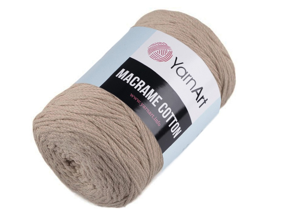 Pletací příze Macrame Cotton 250 g, barva 41 (768) hnědá přírodní