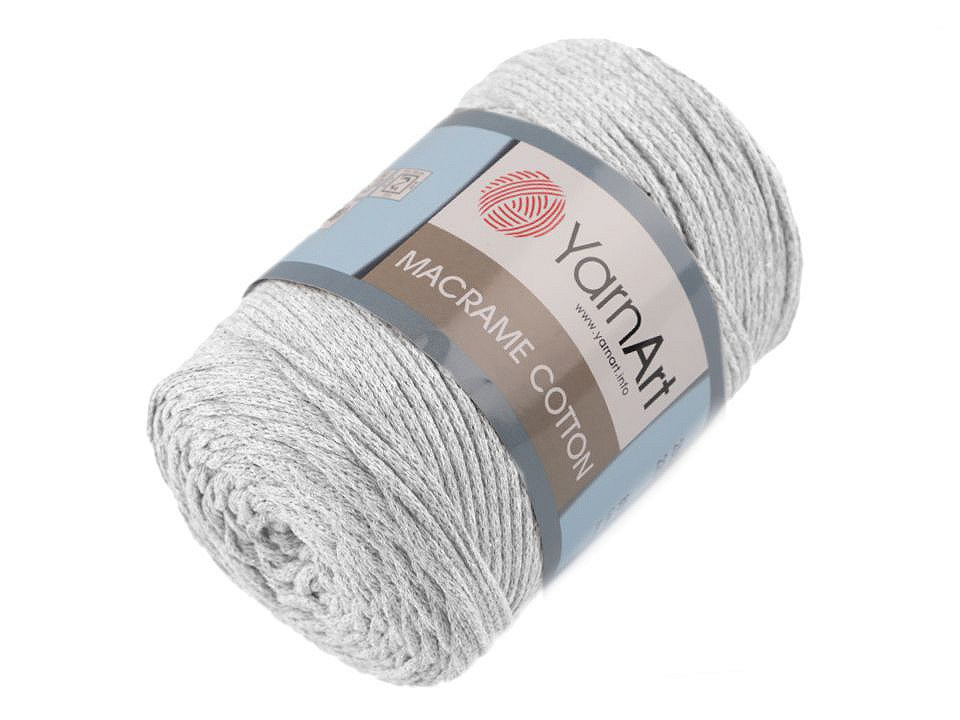 Pletací příze Macrame Cotton 250 g, barva 8 (756) šedá nejsvětlější