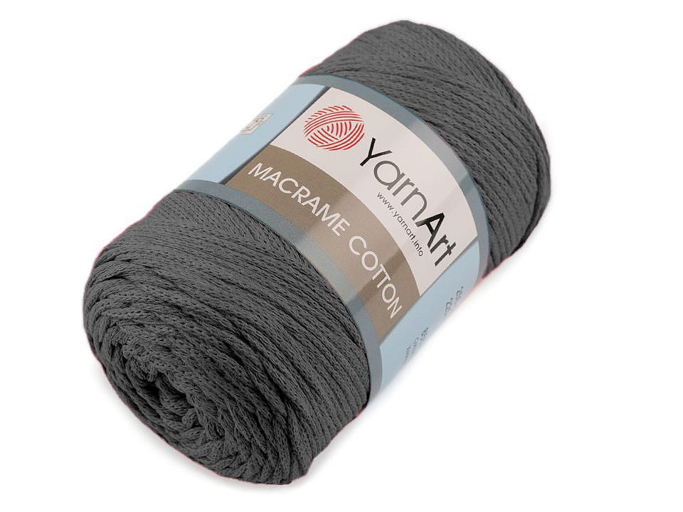 Pletací příze Macrame Cotton 250 g, barva 9 (758) šedá tmavá