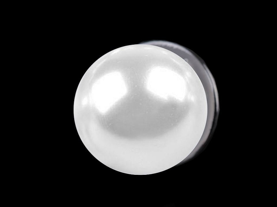 Ozdobné zapínání / brož perla, barva bílá perlová