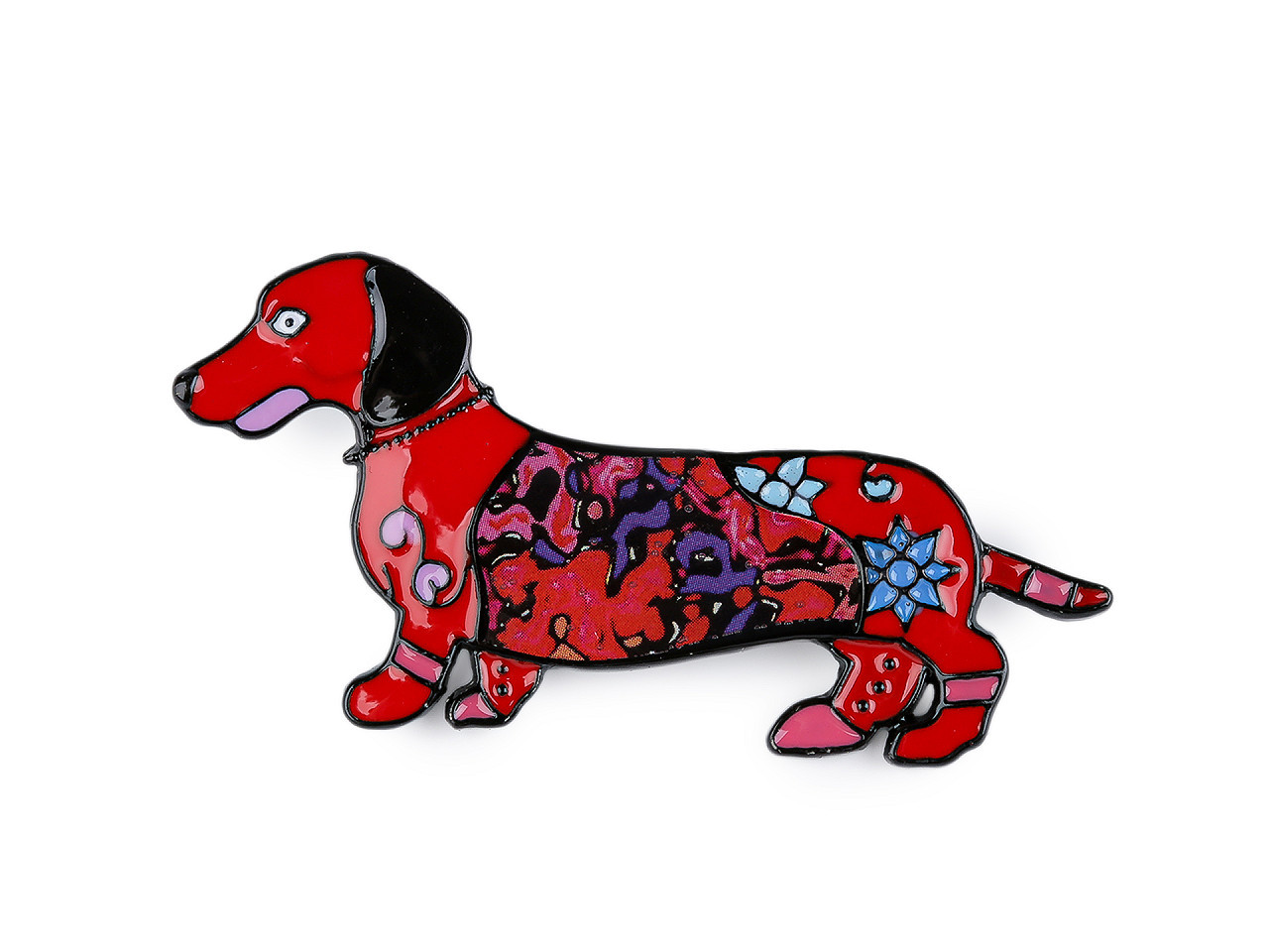 Brož jezevčík, barva 2 červená