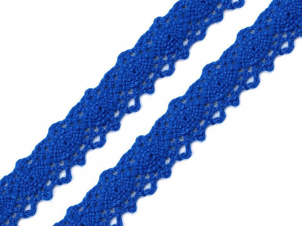 Krajka / vsadka paličkovaná šíře 12 mm, barva 8 modrá kobaltová