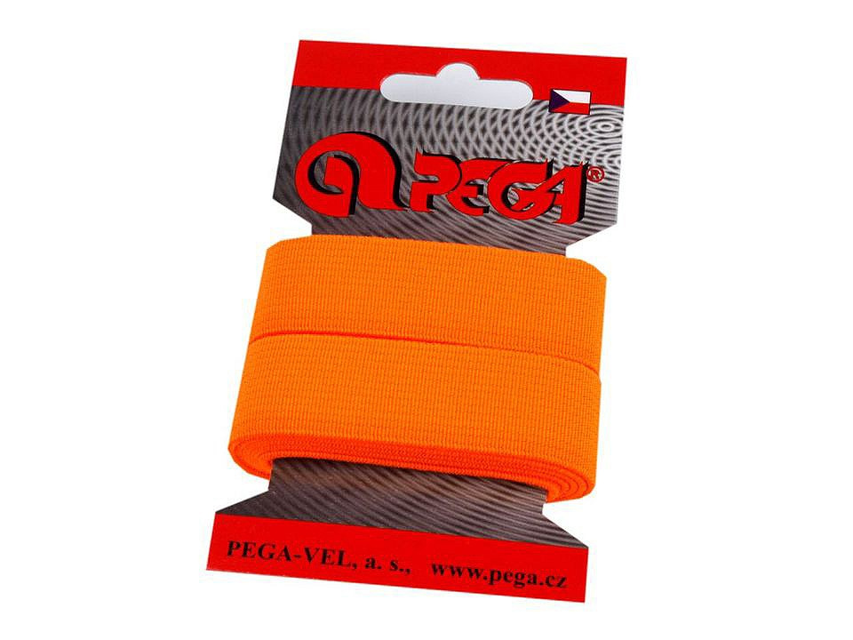 Hladká pruženka na kartě šíře 20 mm barevná, barva 4 (4301) oranžová neon
