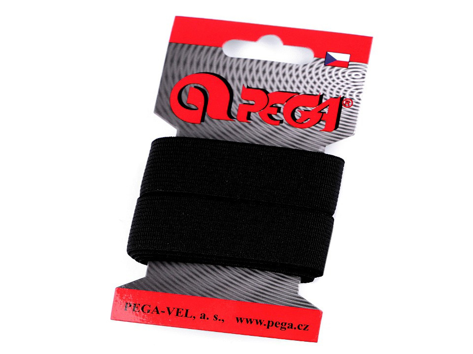 Hladká pruženka na kartě šíře 20 mm barevná, barva 7 (7001) černá