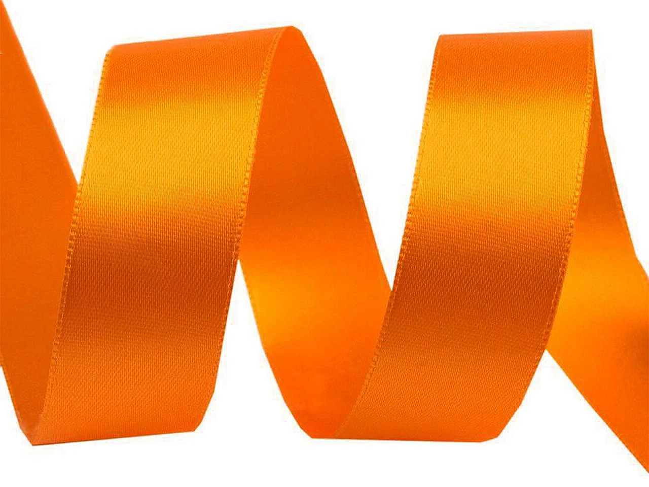Fotografie Atlasová stuha oboulící svazky po 5 m šíře 24 mm, barva 617 oranžová ostrá