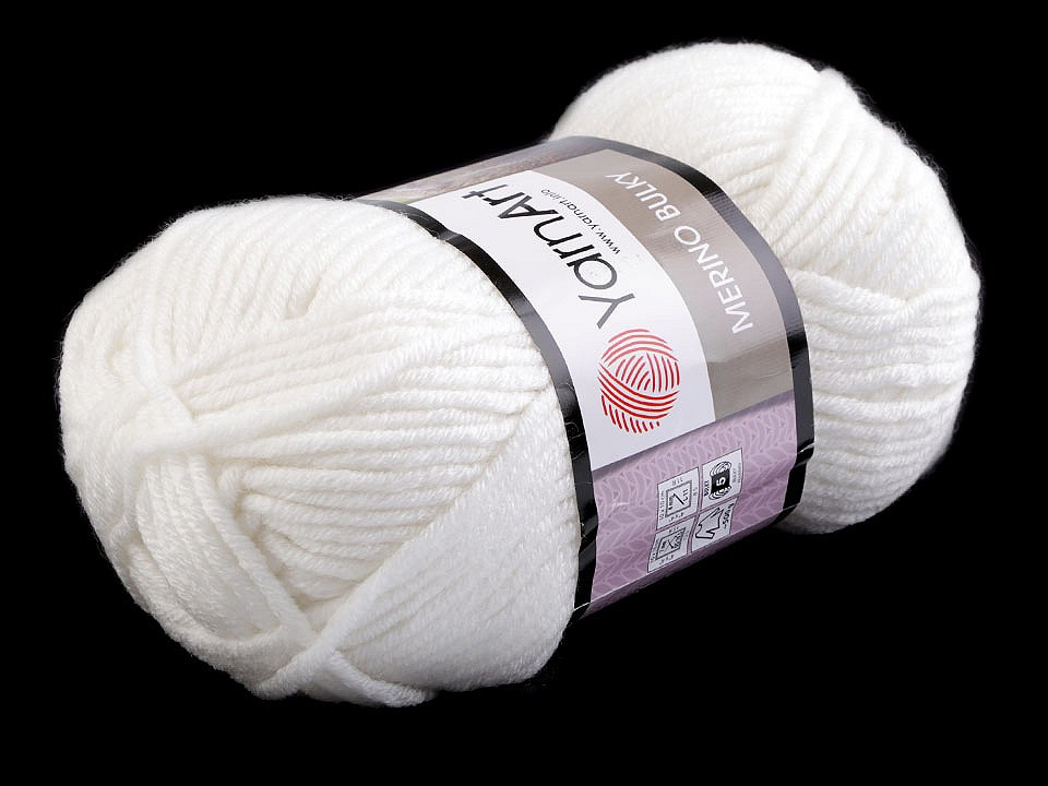 Pletací příze Merino bulky 100 g, barva 1 (501) bílá