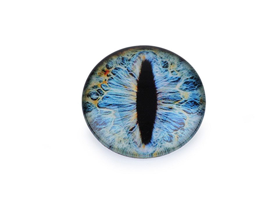 Skleněné oči k nalepení drak Ø25 mm, barva 5 modrá světlá