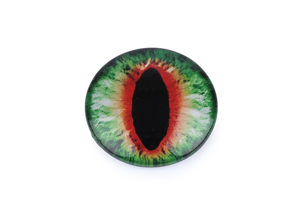 Skleněné oči k nalepení drak Ø25 mm, barva 3 zelená červená