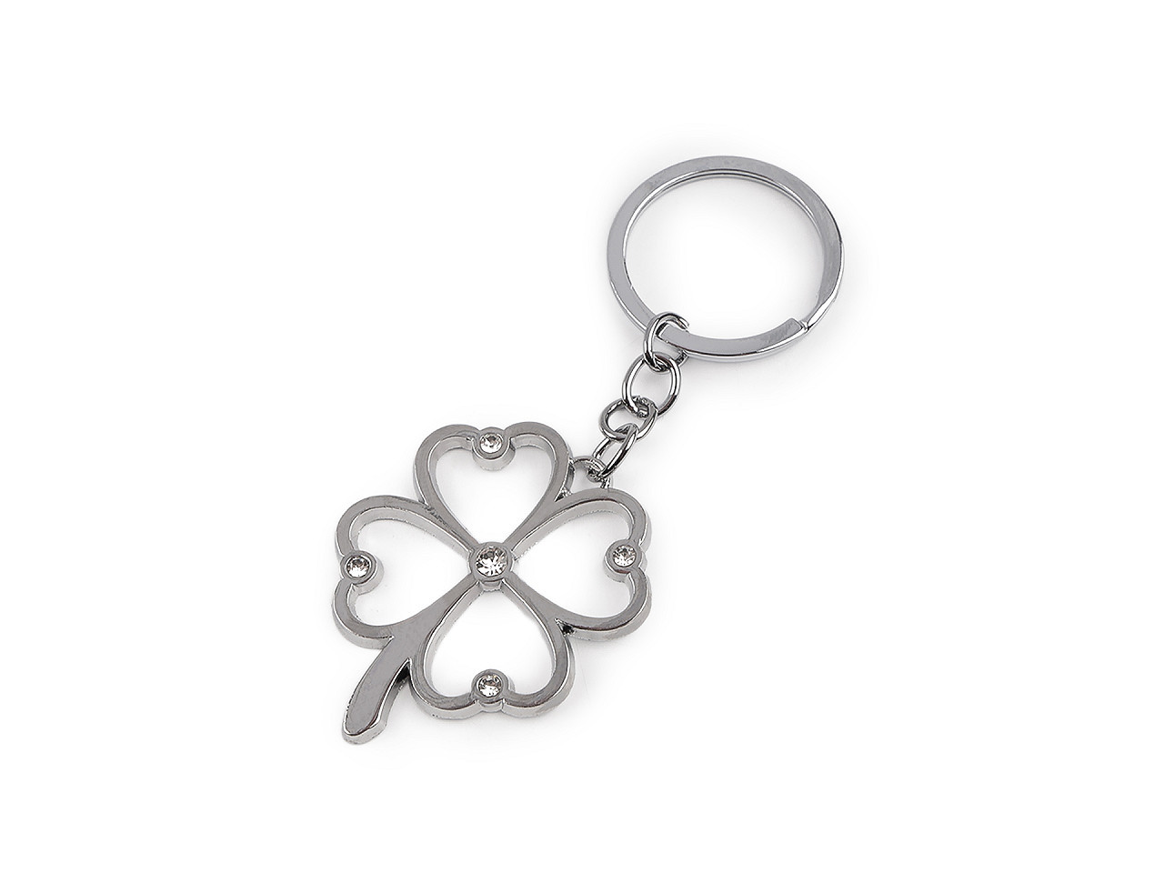 Přívěsek na klíče srdce, čtyřlístek, barva 2 platina čtyřlístek