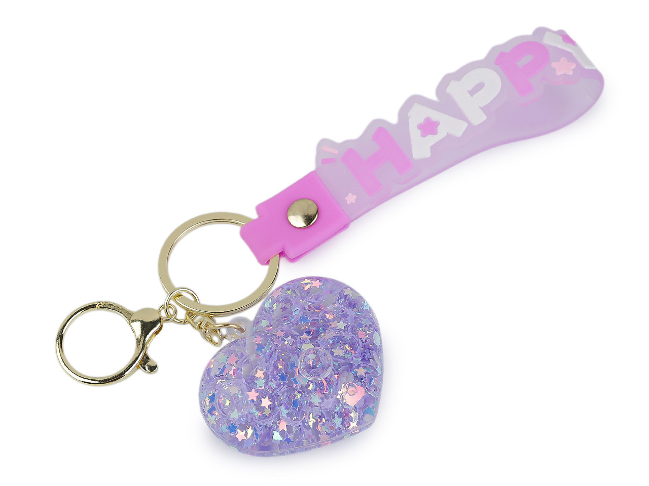 Přívěsek na batoh / klíče s tekutinou a glitry, barva 30 fialová lila srdce
