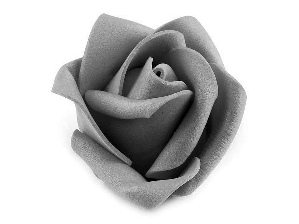 Dekorační pěnová růže Ø4,5 cm, barva 7 šedá sv.