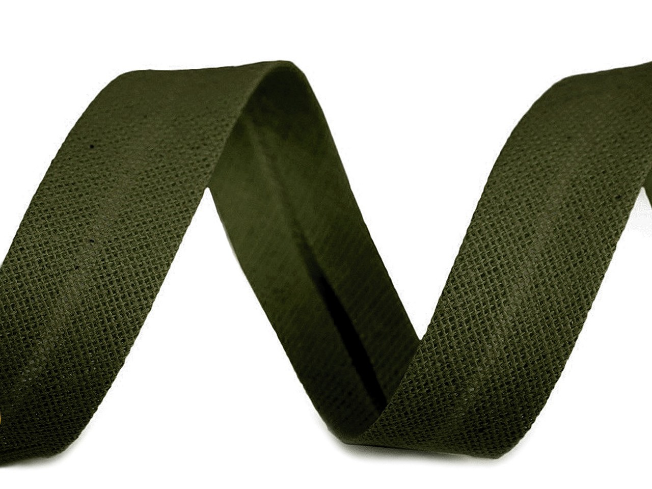 Šikmý proužek bavlněný šíře 18 mm zažehlený, barva 12 zelená khaki
