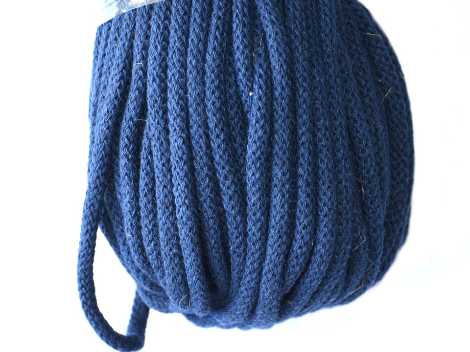 Šnůra oděvní Ø 5mm BAVLNA, barva 330 Modrá tm