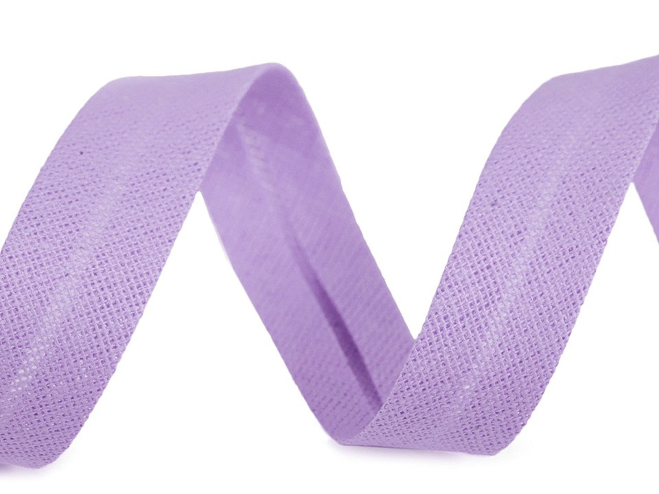 Šikmý proužek bavlněný šíře 18 mm zažehlený, barva 17 fialová lila