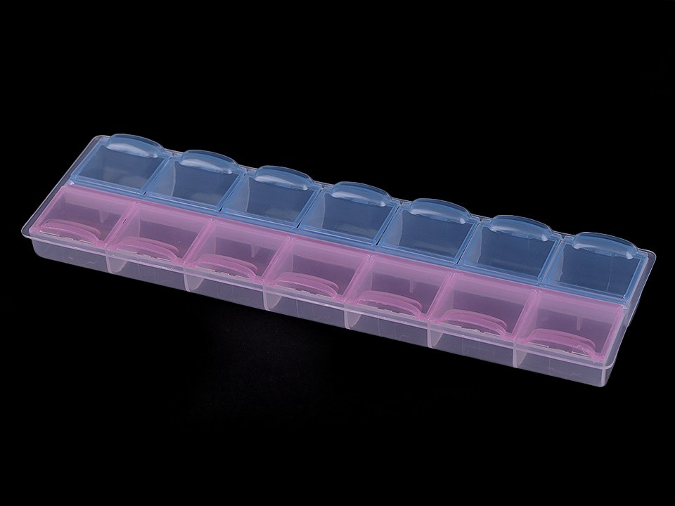 Plastový box / zásobník 6x21,5x2 cm, barva modrá ledová růžová