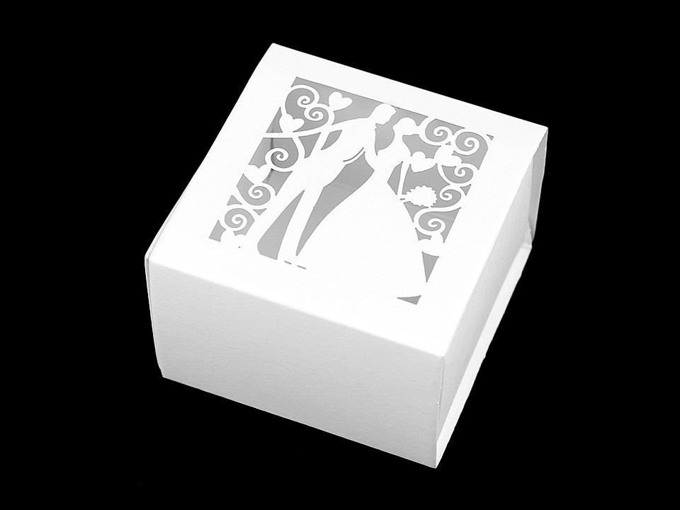 Papírová krabička svatební, barva 3 bílá