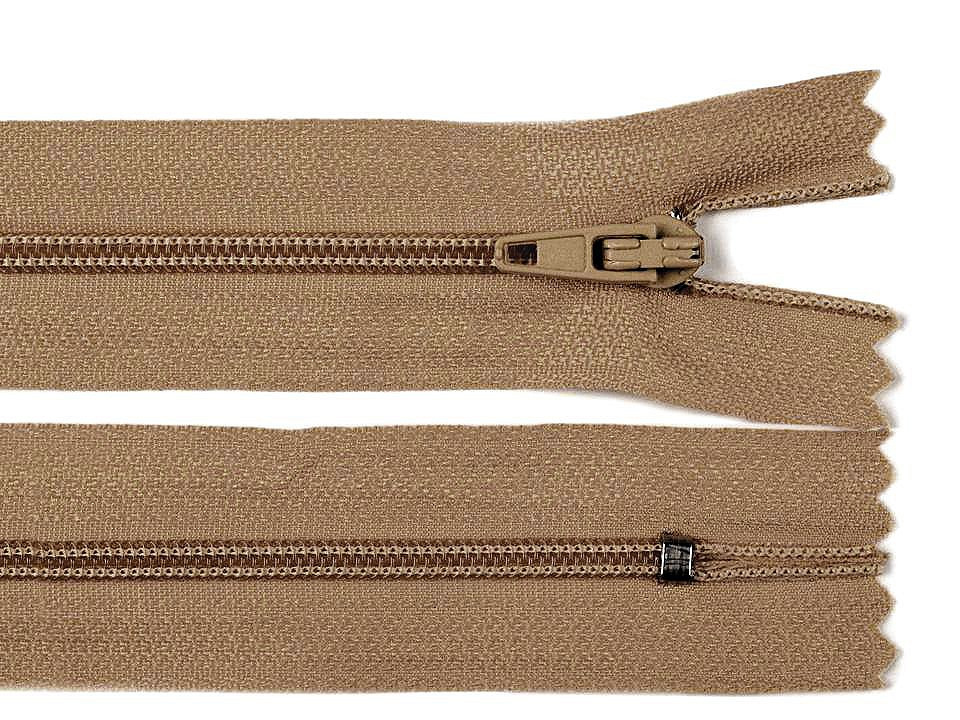 Spirálový zip šíře 3 mm délka 14 cm autolock, barva 296 bronzově hnědá