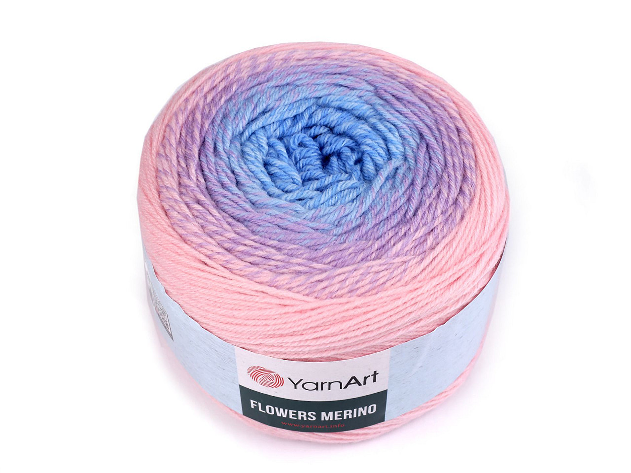 Pletací příze Flowers merino 225 g, barva 551 růžová nejsv. modrá světlá