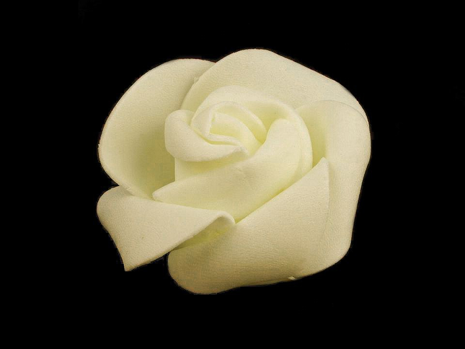 Dekorační pěnová růže Ø4,5 cm, barva 8 krémová světlá