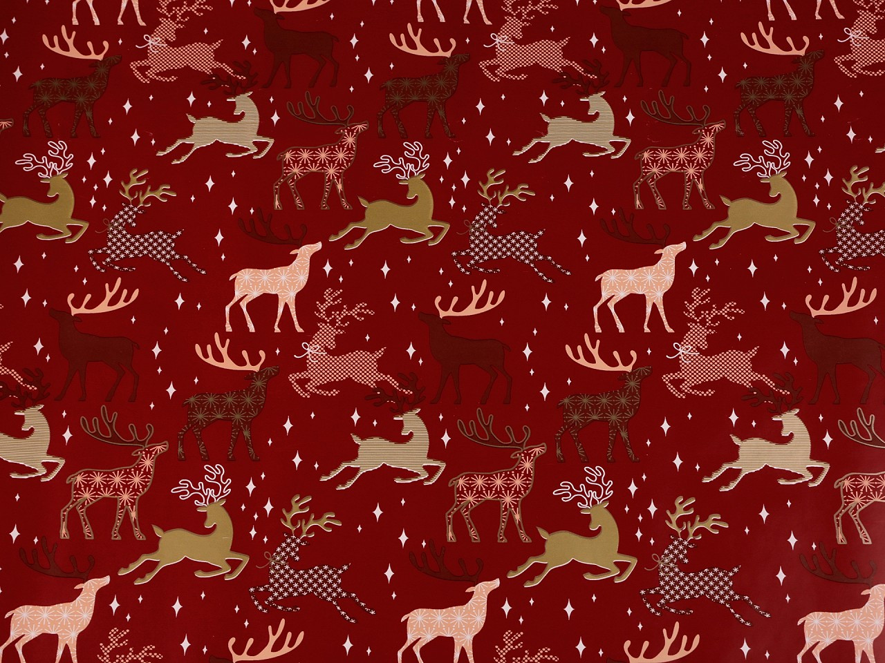 Balicí papír vánoční 0,7x2 m, barva 13 červená jelen