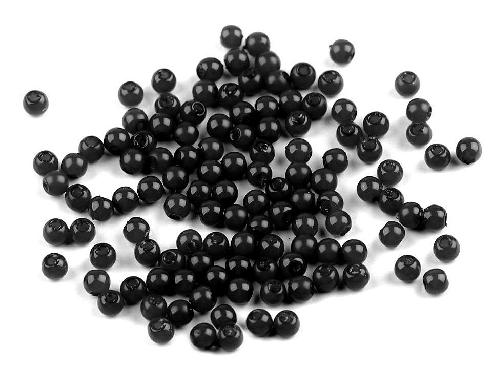Plastové voskové korálky / perly Glance Ø4 mm, barva F75 černá