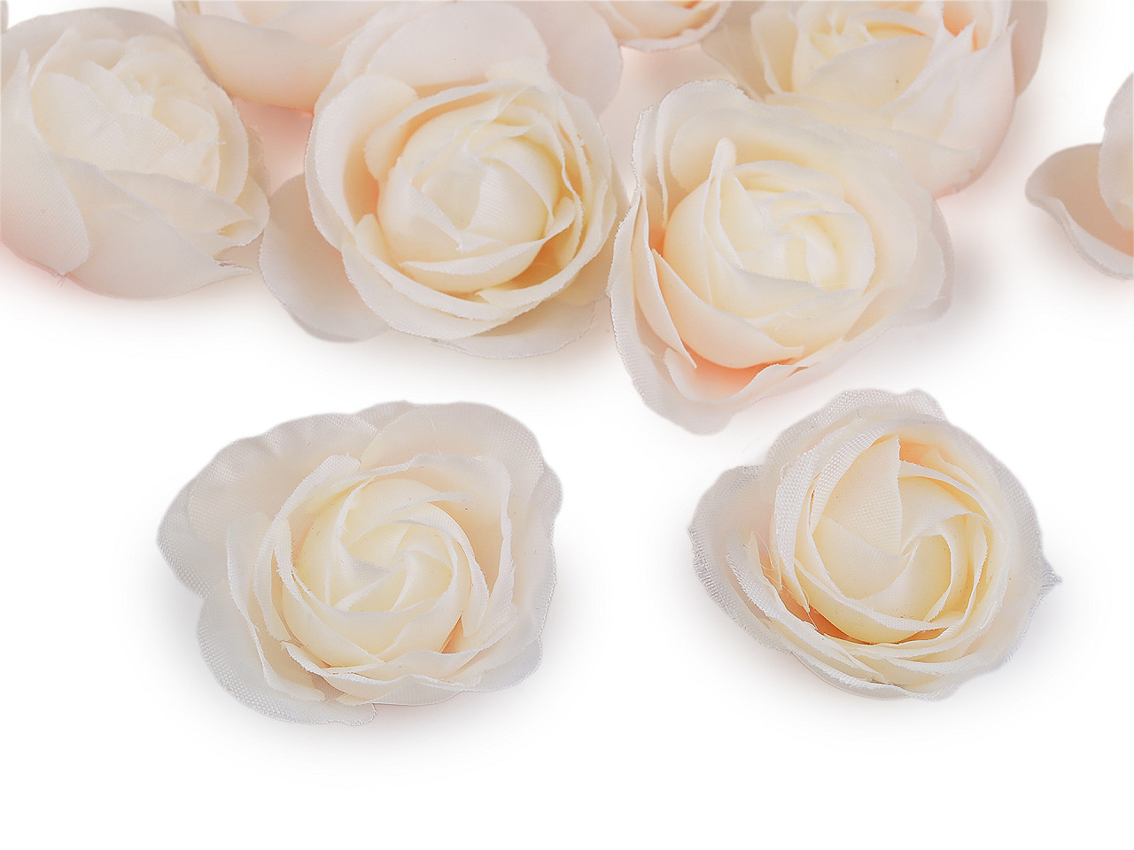 Fotografie Textilní květ růže Ø3,5 cm, barva 13 krémová světlá lososová