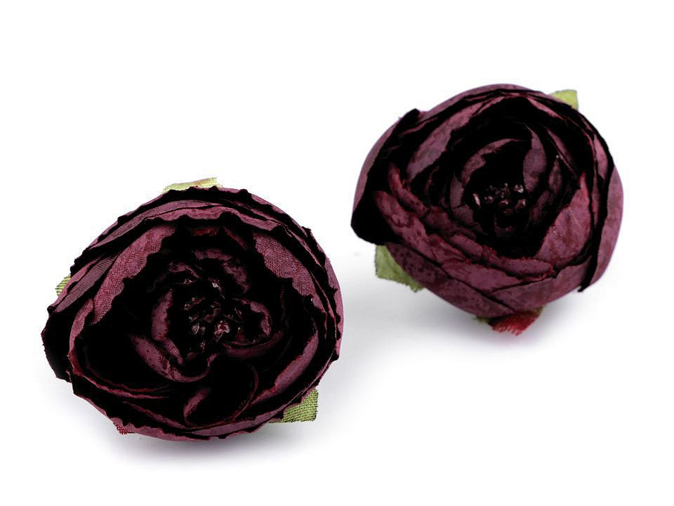 Umělý květ pryskyřník Ø4 cm, barva 9 vínová tmavá