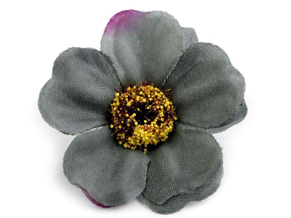 Umělý květ čajová růže Ø5 cm, barva 7 šedá stř.