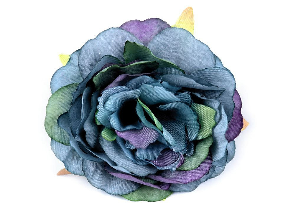 Umělý květ růže Ø6,5 cm, barva 9 modrá tyrkys