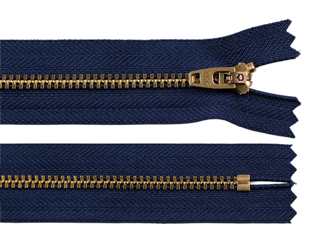 Kovový zip YKK No 4 délka 20 cm (jeansový), barva 4 (919) modrá tmavá mosaz