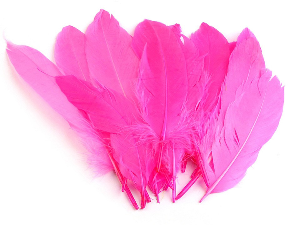 Husí peří délka 12-21 cm, barva 17 růžová ostrá sv. neon