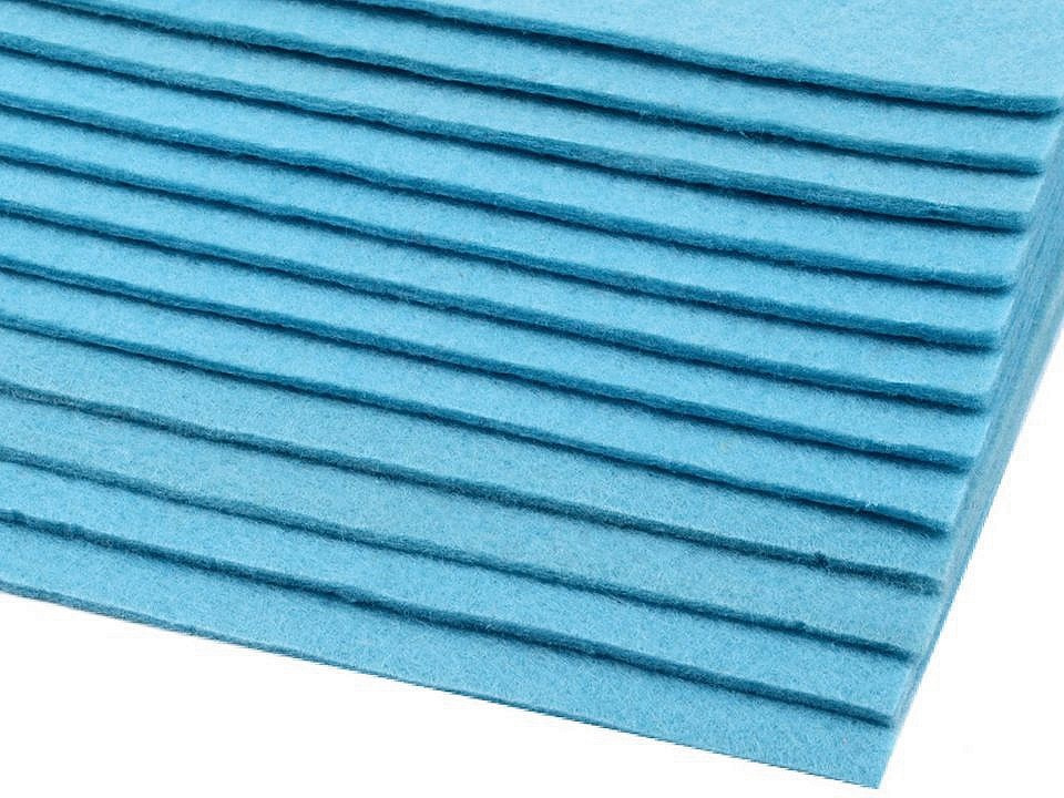 Látková dekorativní plsť / filc 20x30 cm, barva 27 (F72) modrá azuro