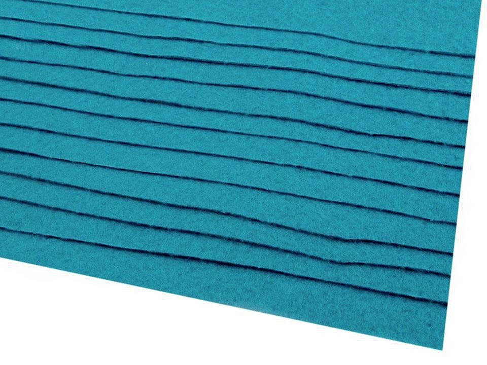 Látková dekorativní plsť / filc 20x30 cm, barva 19 (F74) modrá tyrkys