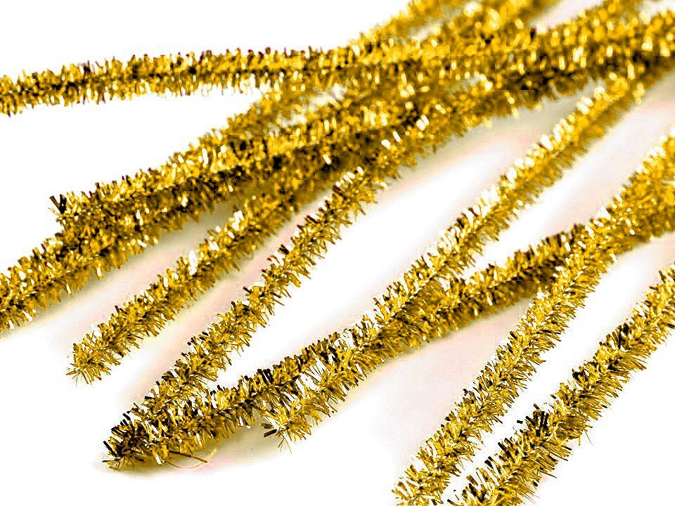 Chlupaté modelovací lurexové drátky Ø6 mm délka 30 cm, barva 4 zlatá