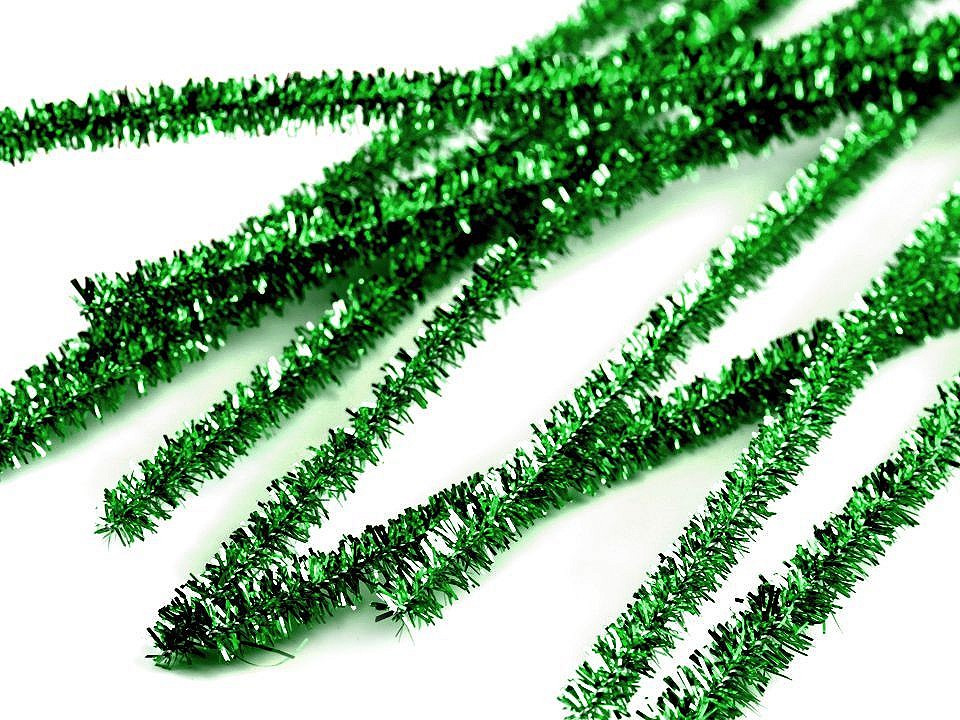 Chlupaté modelovací lurexové drátky Ø6 mm délka 30 cm, barva 2 zelená trávová