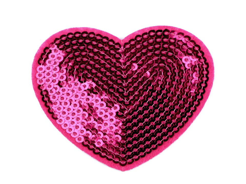 Nažehlovačka srdce s flitry, barva 9 pink