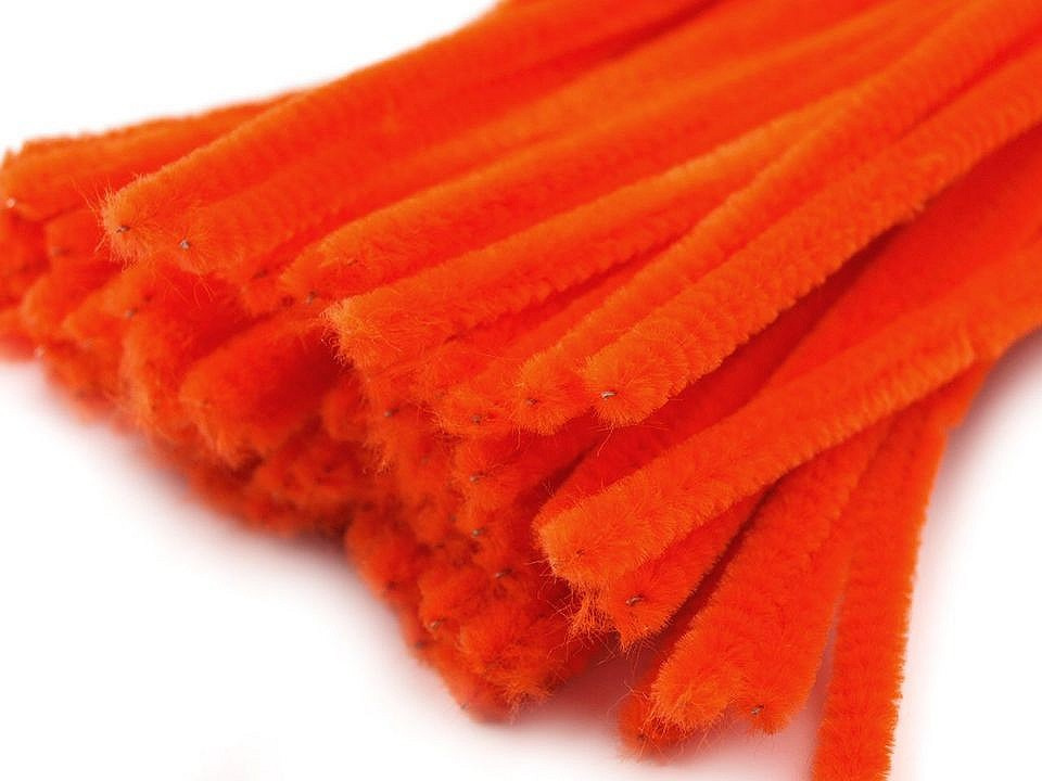 Chlupaté modelovací drátky Ø6 mm délka cca 30 cm, barva 6 oranžová neon