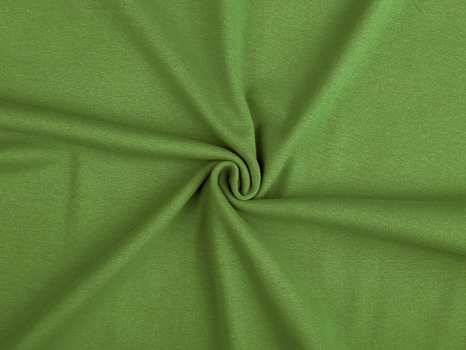 Úplet bavlněný elastický hladký / náplet, barva 21 (421) zelená stepní