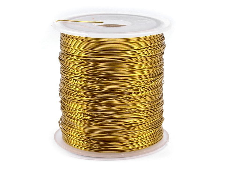 Dekorační drátek měděný Ø0,3 mm, návin 10 m, barva 2 zlatá