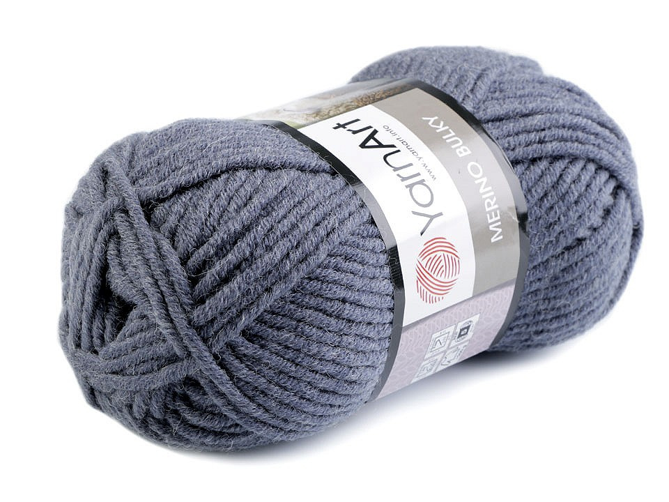 Pletací příze Merino bulky 100 g, barva 7 (3864) modrošedá