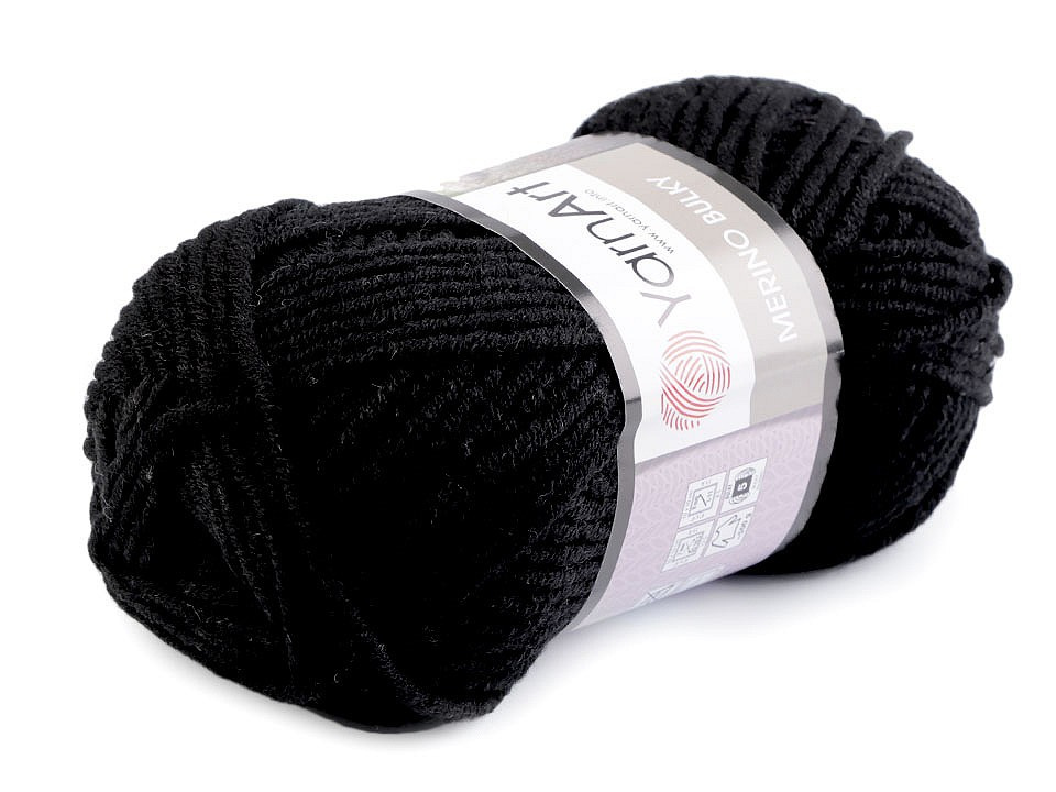 Pletací příze Merino bulky 100 g, barva 10 (585) černá