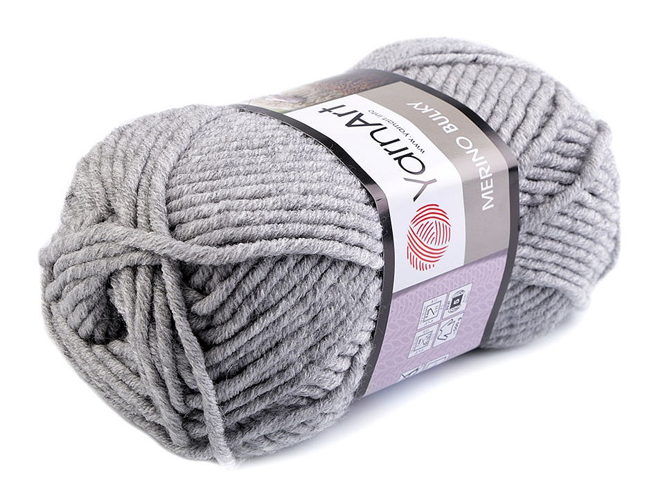 Pletací příze Merino bulky 100 g, barva 3 (282) šedá holubí