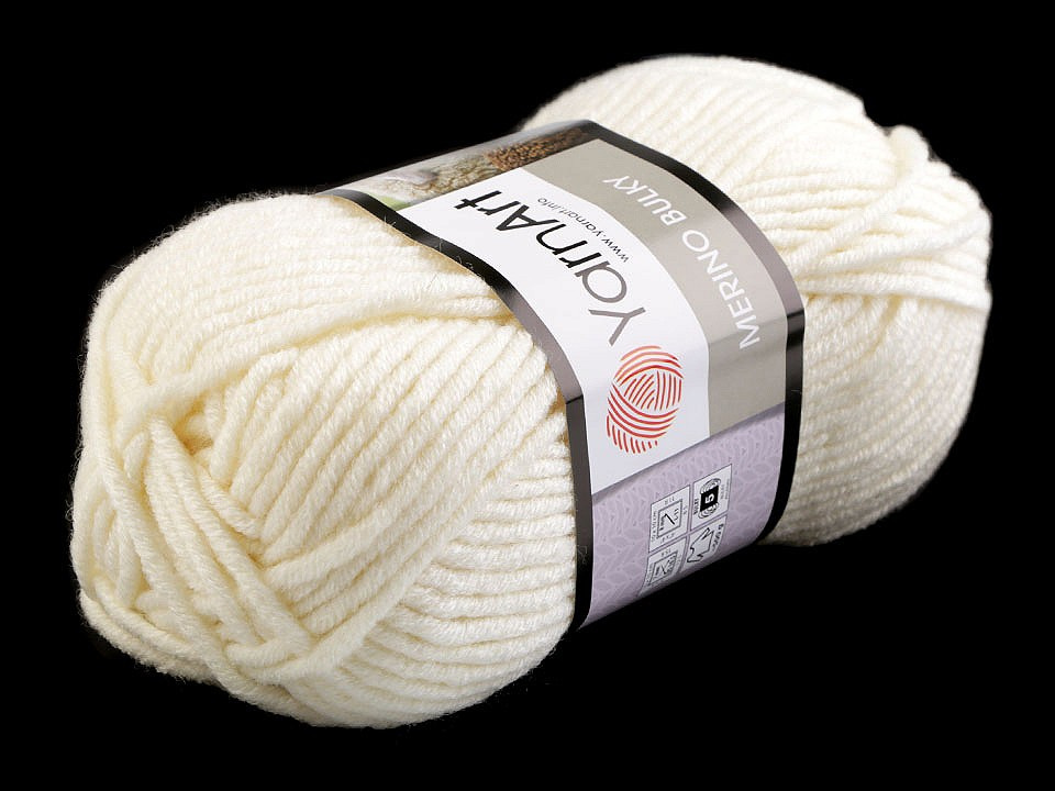 Pletací příze Merino bulky 100 g, barva 2 (502) krémová světlá