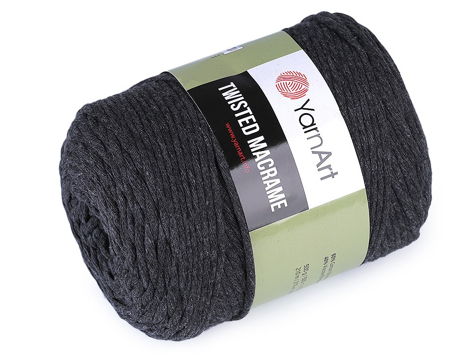 Pletací příze Twisted Macrame 500 g, barva 7 (790) šedá tmavá