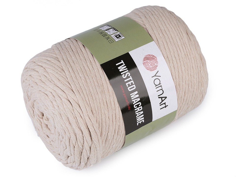 Pletací příze Twisted Macrame 500 g, barva 2 (753) přírodní