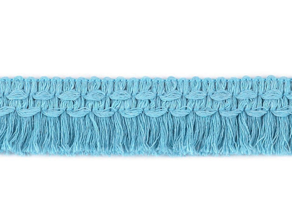 Bavlněné třásně šíře 25 mm, barva 4 modrá sv.