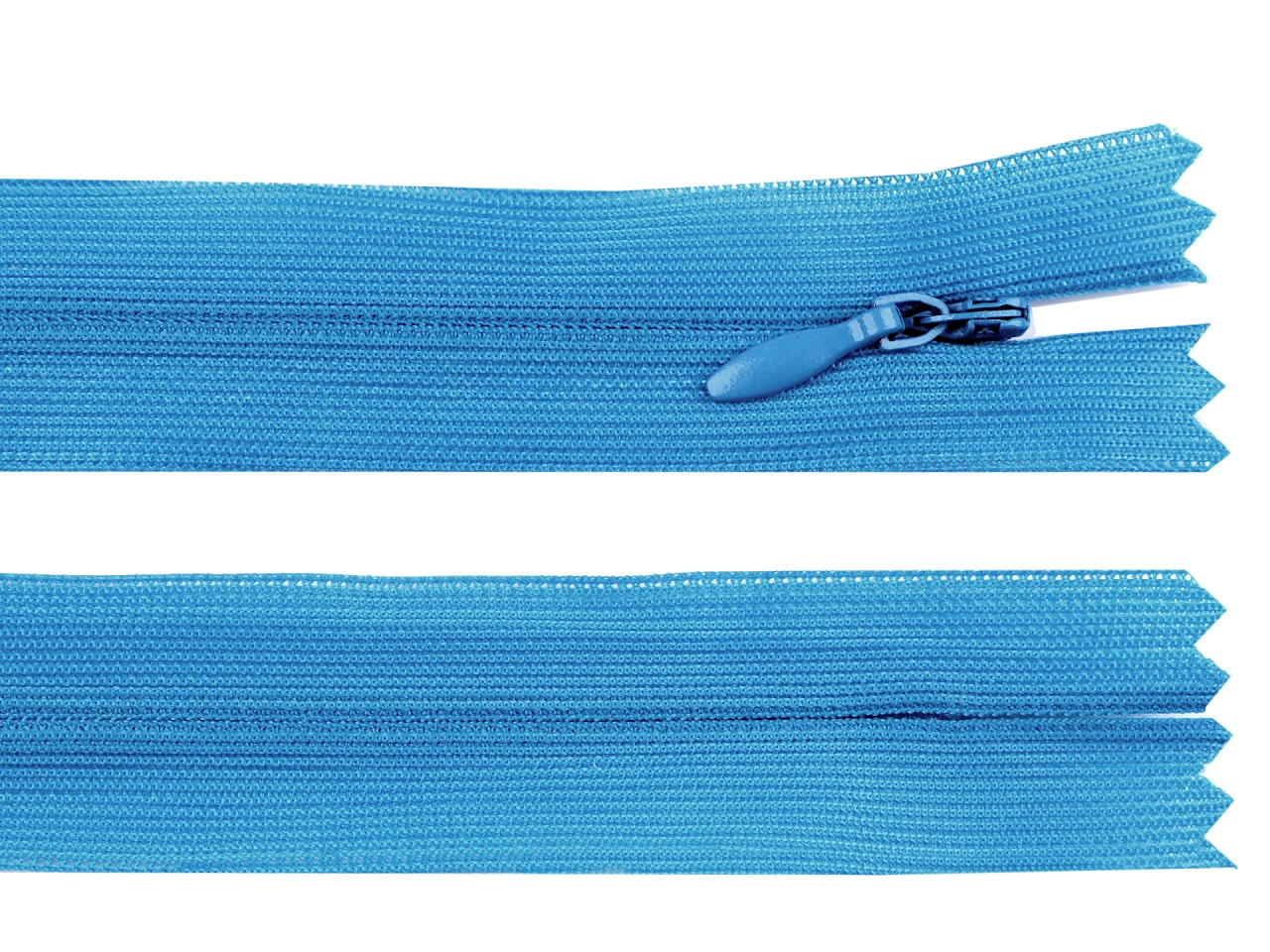 Spirálový zip skrytý šíře 3 mm délka 35 cm dederon, barva 208 modrá sytá světlá